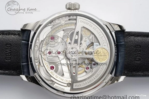 MIROTIME 0413 ZeroBulk Portuguese Real PR IW500715 SS AZF 1:1 Best Edition White Blue Dial on Blue Leather Strap A 7034